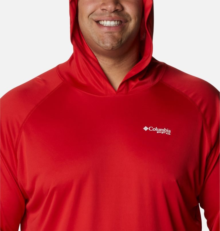 Men's Columbia PFG Terminal Tackle Hoodie Red | Plus Size CA-MA634